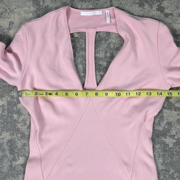 Helmut Lang Pink Bodycon Dress Back Shoulder Cut Outs Stretch Knit Sz S - Picture 9 of 13